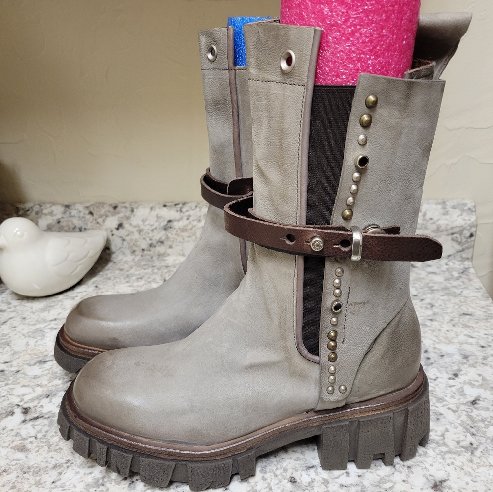 NIB A.S.98 Hallsey Smoke Lug Sole Moto Boots 40